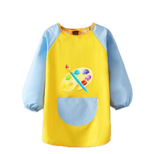 miaotti Aprons for Painting Kids Smock Waterproof Long Sleeve Kindergarten Nursery Boys Girls Drawing 100cm, yellow