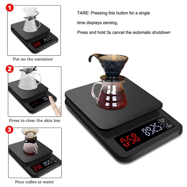 Digital Coffee Scale with Timer Auto Timing Espresso Scale Rechargeable  Drip Scale Kitchen Smart Electronic Scale 2kg/0.1g