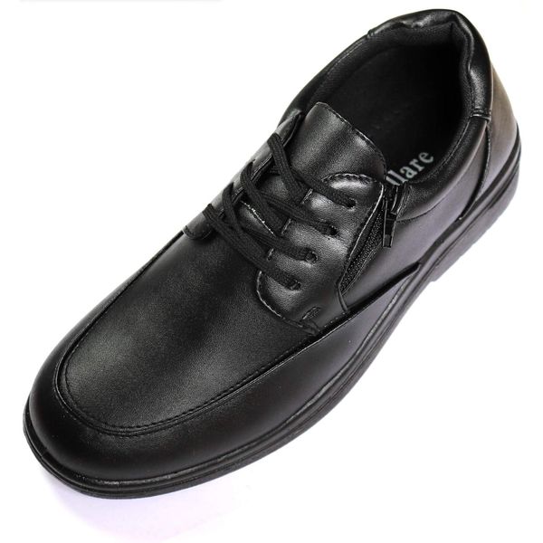 Basic Standard Men's Business Shoes, Leather Shoes, Easy to Put on and Take Off, Side Zipper, Lightweight, Breathable, Wide, Lace-up, Black, 10.6 inches (27.0 cm)