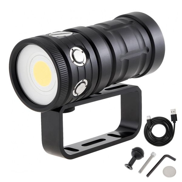 SecurityIng Underwater Light, DF14 18000 Lumens Diving Light, IPX8 Waterproof, Supports 100M Underwater Scuba Light, Type-C Charging Underwater Camera Light