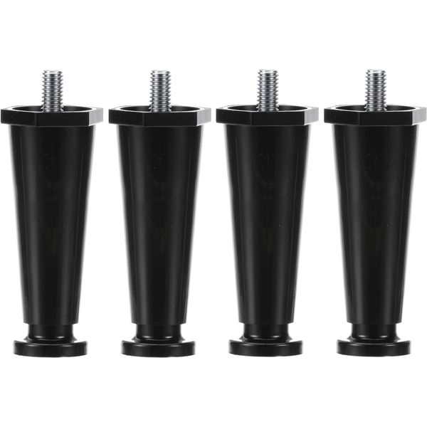 4-Pack 4" Adjustable Black Thermoplastic Flanged Toe Appliance Legs