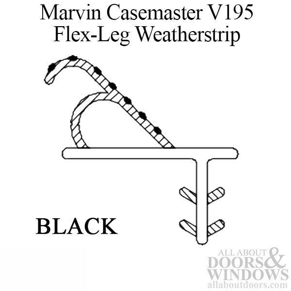 Marvin Window Weather Strip Flex Leg 72 Inch Black Weather Seal Casement Window