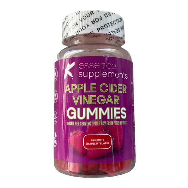 Apple Cider Vinegar Gummies with The Mother 1000mg - 60 Vegan Gummies - Pomegranate and Beetroot Powder - with Vitamin B6, B12 & Folic Acid Included - Strawberry Flavour