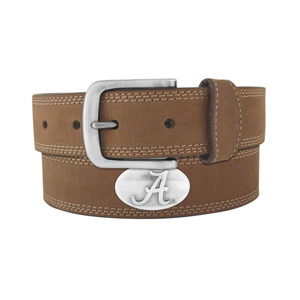 NCAA Alabama Crimson Tide Light Crazyhorse Leather Concho Belt, Light Brown, 40-Inch