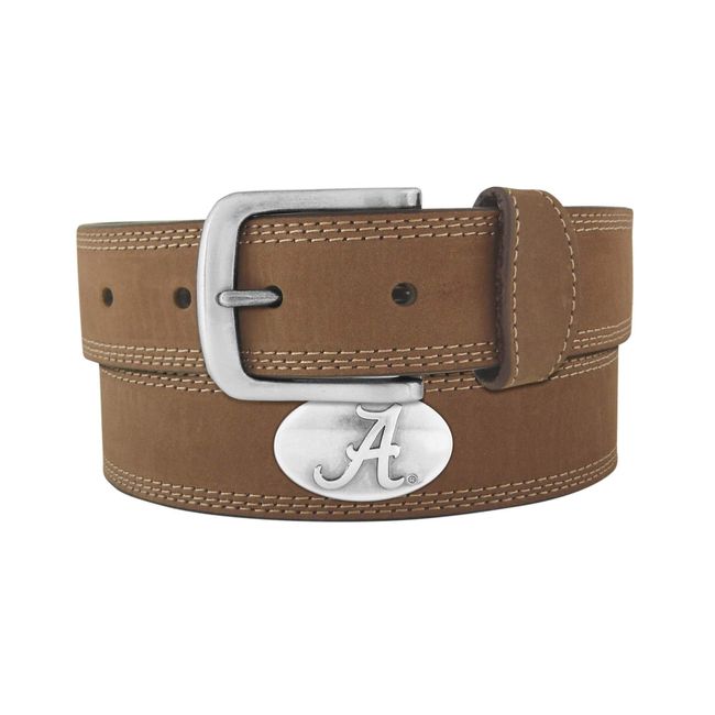 NCAA Alabama Crimson Tide Light Crazyhorse Leather Concho Belt, Light Brown, 40-Inch