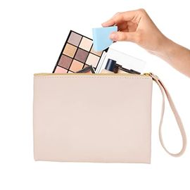 Pu Travel Makeup Bag With Handle - Small Cosmetic Bag For Purse