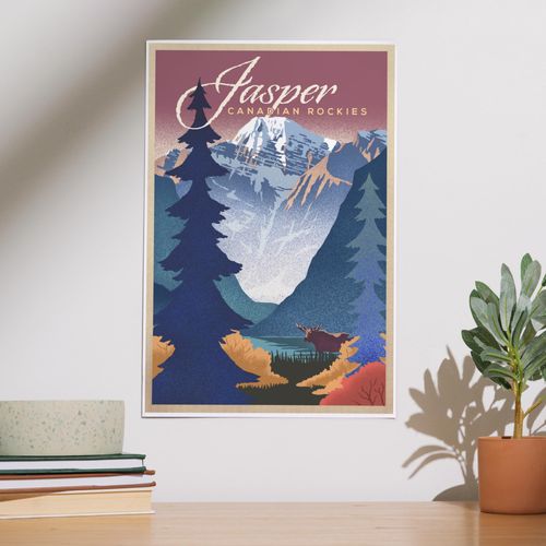 Lantern Press 12x18 Inch Art Print Wall Decor, Jasper, Canada, Canadian Rockies, Mountain Scene, Lithograph
