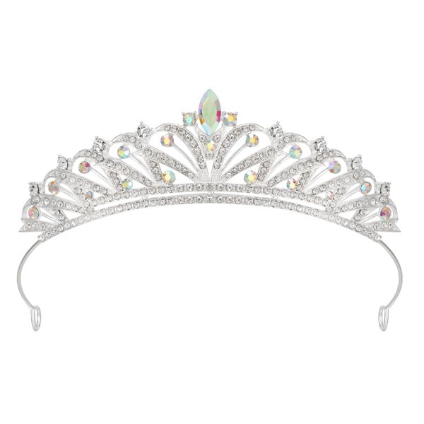 SWEETV Wedding Tiara Princess Crown Rhinestone Tiaras for Women and Girls, Rhinestone Bridal Princess Tiara Jewelry Headpieces for Bridal,Birthday,Party Costume Hair Accessories,Multicolored