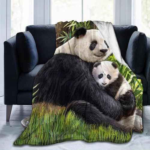 wyehjut Panda Throw Blanket for Couch Sofa Soft Flannel Blanket Lightweight and Cozy for All Seasons 50 x 60 in
