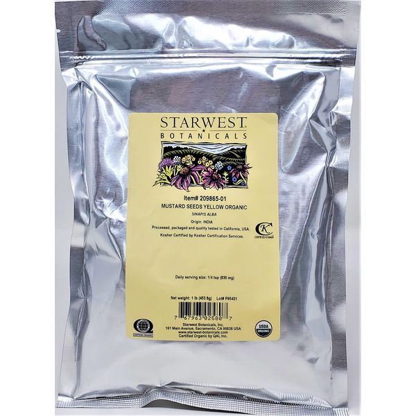 Starwest Botanicals Organic Yellow Mustard Seed, 1 Pound