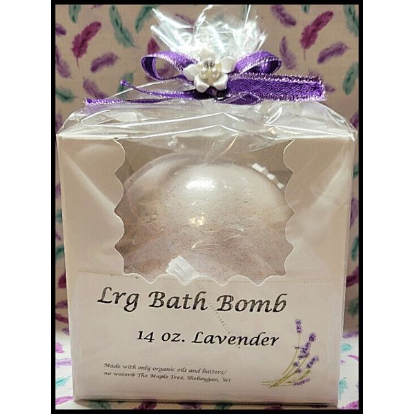 *NEW*  Handmade 'Lrg Lavender' Relaxing Bathbomb! Up to 5 uses! Gift boxed! 14oz