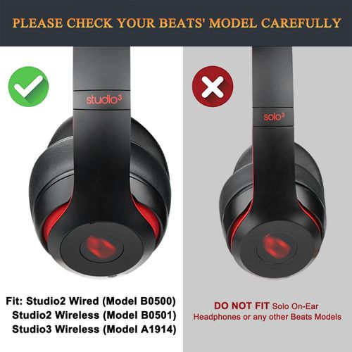 SoloWIT Replacement Ear Pads Cushions for Beats Studio 2.0 & 3 Wired/Wireless OVER-EAR Headphones, Earpads with Soft Protein Leather, Noise Isolation Memory Foam (Navy Blue)