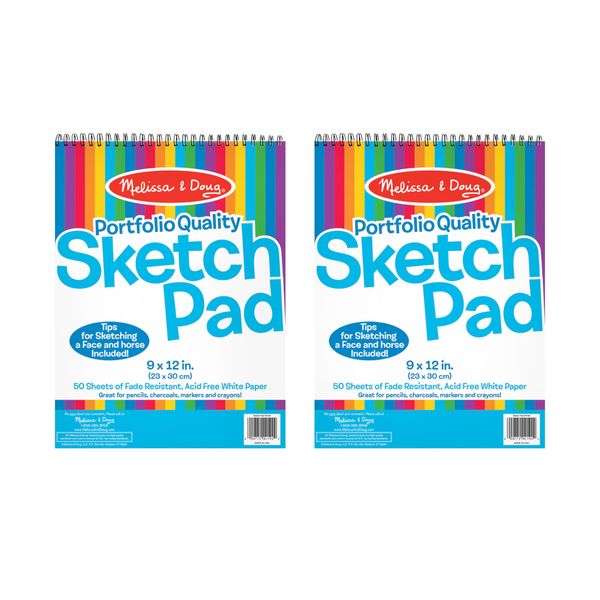 Melissa & Doug Sketch Pad (9 x 12 inches) - 50 Sheets, 2-Pack - Kids Drawing Paper, Drawing And Coloring Pad Art Supplies