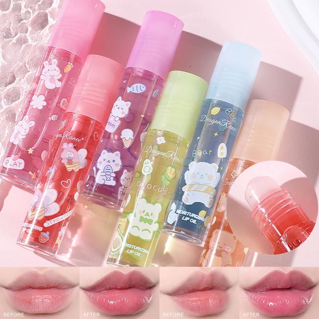 DENESTUP 6pcs Roll On Lip Gloss Set, Fruit Flavored Lip Gloss Set Glossy Lip Make-up for Kids and Teens, Non Toxic, Kid Friendly, Party Gift, Best Friends