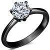 1.0 Carat Classical Stainless Steel Solitaire Engagement Ring (Black, I)