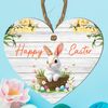 Handcrafted Easter Wooden Heart Plaque with 'Happy Easter' Quote - Rustic Spring Home Decor | Versatile & Customisable Hanging Decoration