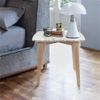 Cima 12" x 21" Rectangular Italian Carrara White Marble Side Table with Oak Legs