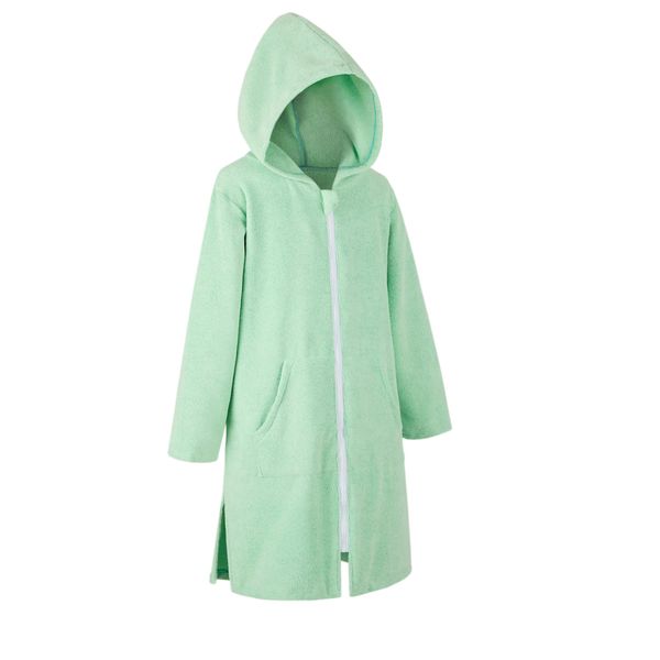 DiaryLook Kids Hooded Beach Towel Robe Teen Poncho Towel Swim Cover Up with Zip Quick Dry Boys & Girls Changing Robe Surf Poncho Bathrobe 8-10 Years Zipper Style Green