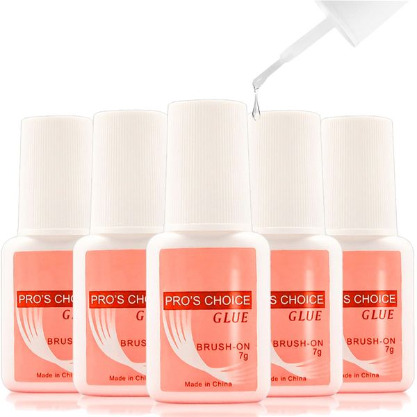 5PCS Nail Glue Extra Strong, Brush on Nail Glue for Broken Nails False Nails, Super Strong Glue for Acrylic Tips Press on Nails Extensions, False Nail Glue for Applying Artificial Nail Tips Manicure