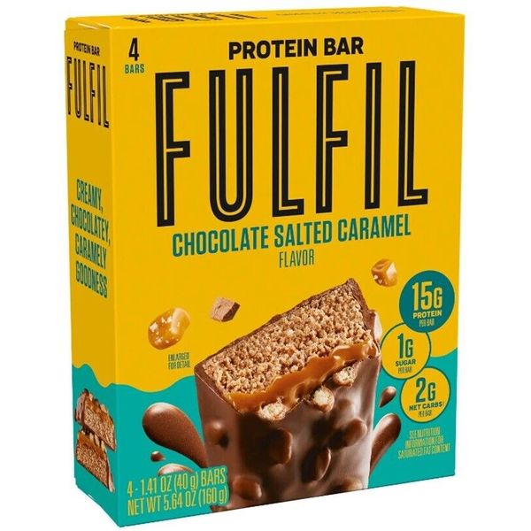 FULFIL Nutrition Vitamin & Protein Nut Bars Chocolate Salted Caramel Flavor 4 ct