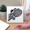 'Tennis Racket & Balls' 108mm Square Ceramic Tile (TD00027915)