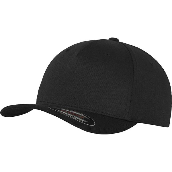 Flexfit 5 Panel Baseball Cap - Unisex Mütze, Kappe für Herren und Damen, einfarbige Basecap, rundum geschlossen - Farbe black, Größe S/M