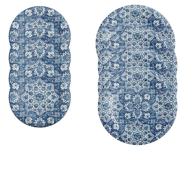Atlantic Blue - Melamine/Plastic 8 Piece Dinner & Side Plate - Set for 4