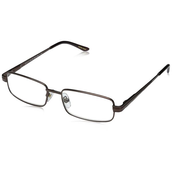 Foster Grant Men's Axton Rectangular Reading Glasses, Satin Brown/Transparent, 59 mm, +1.00