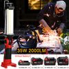 Cordless LED Work 35W 2000LM Handheld Work Light Torch For Milwaukee 18V Battery
