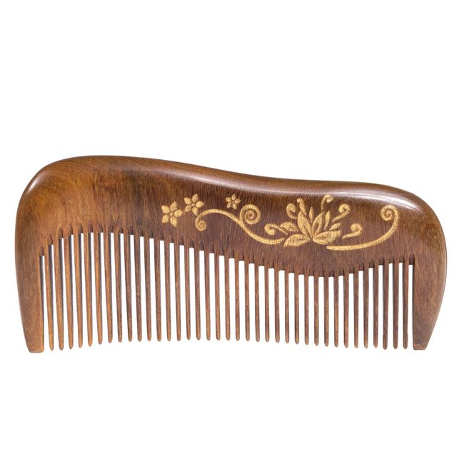 Breezelike Wooden Hair Comb - Fine Tooth Wood Comb for Women - No Static Natural Detangling Sandalwood Comb