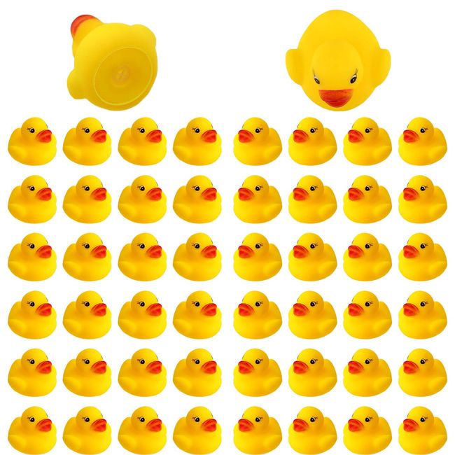 SAVITA 50pcs Rubber Ducky Bath Toy for Kids, Float and Squeak Mini Small Yellow Ducks Bathtub Toys for Shower/Birthday/Party Supplies（3.5×3.5×3cm/1.4×1.4×1.2inch）