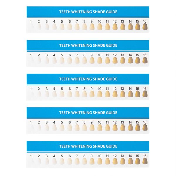 Framendino, 20 Pack Teeth Whitening Shade Guide Paper Tooth Bleaching Shade Chart for Household Oral Care