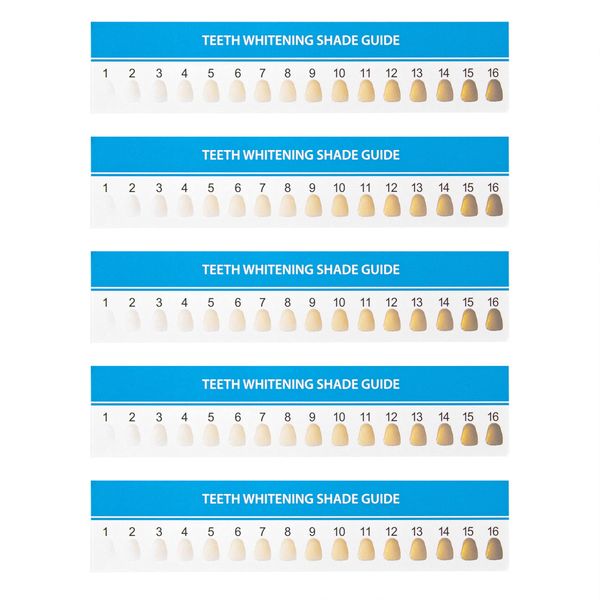 Framendino, 20 Pack Teeth Whitening Shade Guide Paper Tooth Bleaching Shade Chart for Household Oral Care