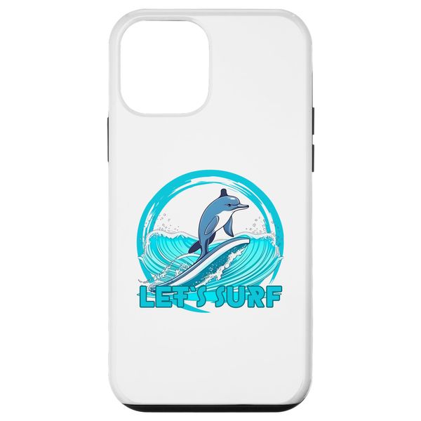 iPhone 12 mini Perfect Wave Dolphin Surfing for Surfers with Surfboard Case