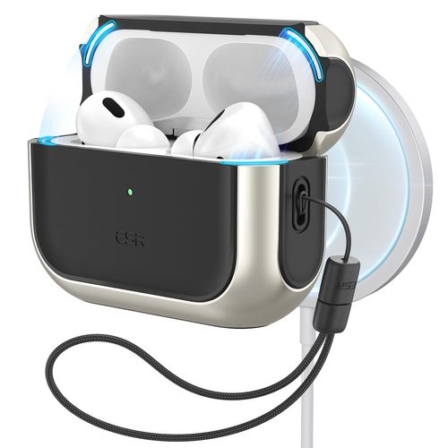 ESR for AirPods Pro 2nd Generation Case (HaloLock), Compatible with Airpods Pro Case 2nd/1st Gen (2023/2022/2019), Compatible with MagSafe, Full Drop Protection Cover with Lanyard, Titanium