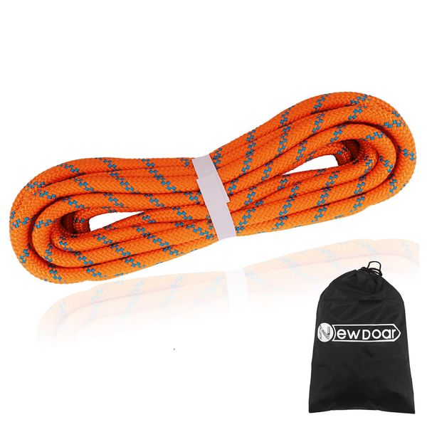 NewDoar Static Climbing Rope 8mm Accessory Cord Rope,for Arborist Tree, Mountaineering, Sailboat Rope,Dock Lines,Hauling Dragginge(Orange 8mm,50FT)