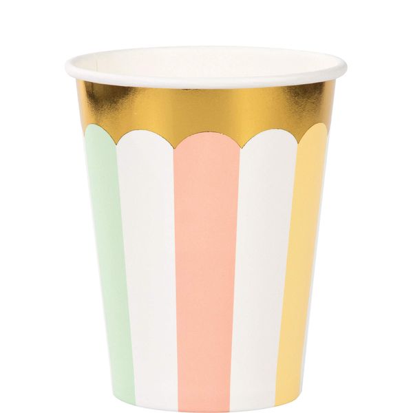 Creative Party PC346323 Pastel and Gold Paper Cups-8 Pcs