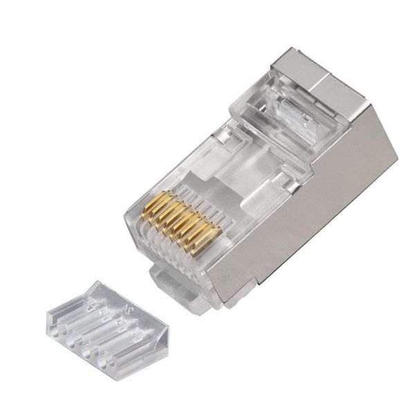 Platinum Tools 106208C RJ45 (8P8C), Shielded Cat6 2 Piece with Liner, Round-Solid 3-Prong 10/Clamshell