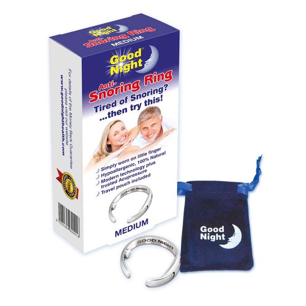 Good Night Anti Snoring Ring – Natural Solution Using 2 Acupressure Points – Size Medium