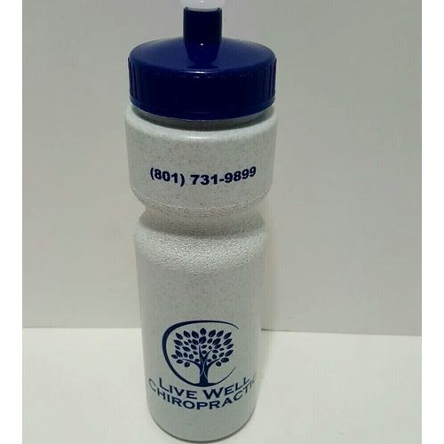 Live Well Chiropractor Garyline Water Bottle Made in USA BPA Free Blue Gray