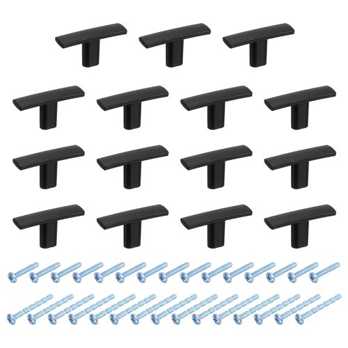 uxcell 15 Pack Single Hole Cabinet Knobs, 1.7 Inch Kitchen Cabinet Handles Solid Zinc Alloy t Bar Knob for Kitchen Bathroom Cabinets Drawers Hardware, Black