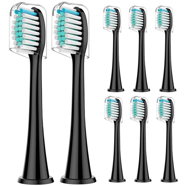 Rebeool Replacement Brush Heads Compatible with Philips Sonicare Electric Toothbrush, Medium Softness Dupont Bristles for More Delicate Cleaning of Teeth Corners - Protective 4300 Brush Head x8 Black