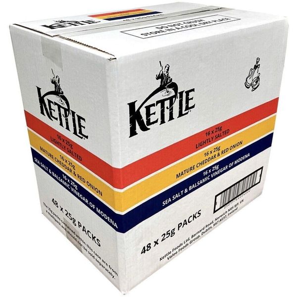 Kettle Hand Cooked Potato Chips Take Home Variety Box, 48 x 25g Sold by Slamtech