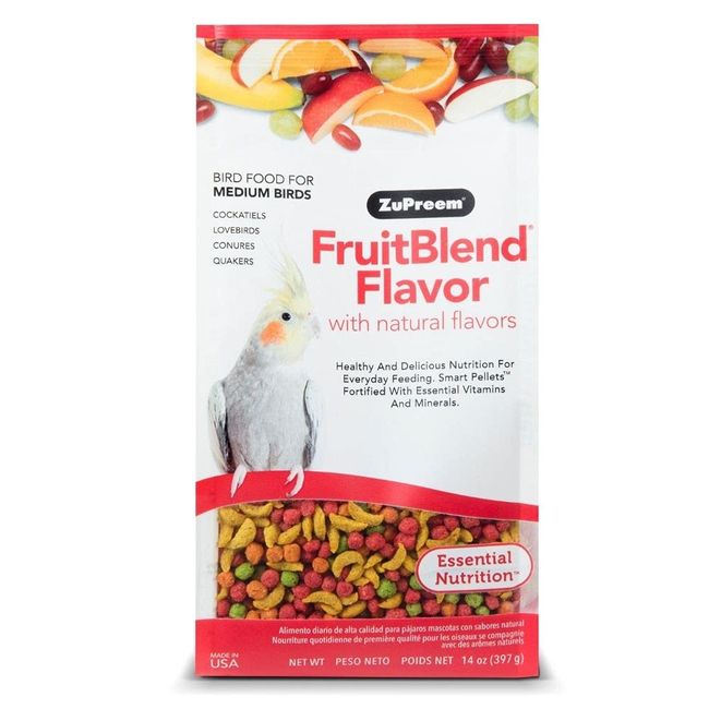 ZuPreem Fruit Blend Medium Cockatiel (Small Parakeet, Medium Size Parakeet, Small Parakeet) 13.8 oz (390 g)