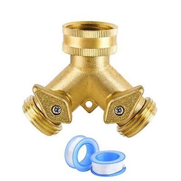 Heavy Duty Garden Faucet Splitter Hose Splitter () 2-Way Brass