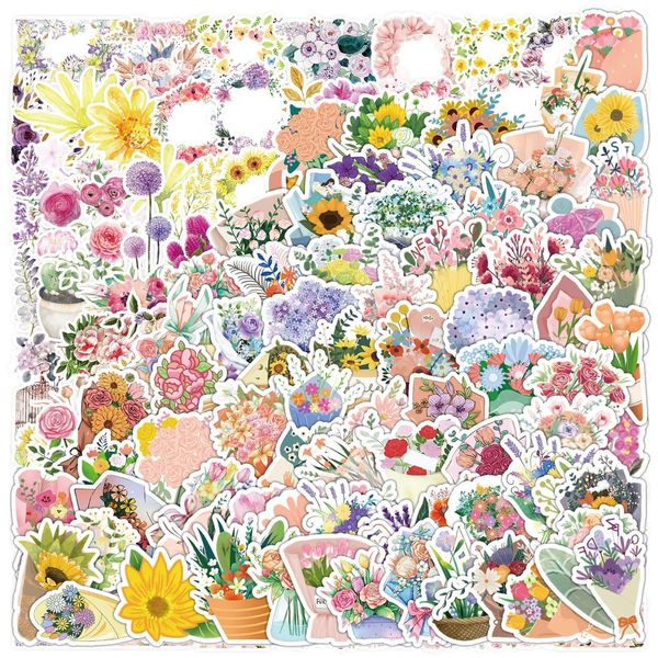 DKDDSSS 200Pcs Scrapbooking Aufkleber Aufkleber Blumen Blumenaufkleber Blumen Aufkleber, Scrapbooking Sticker Scrapbooking Aufkleber Set, Blumen Sticker für Heimwerker Planer Bullet Journals Fotoalbum