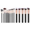 Kabuki and Precise Makeup Brush Set 16 Pc Black and Rose Gold