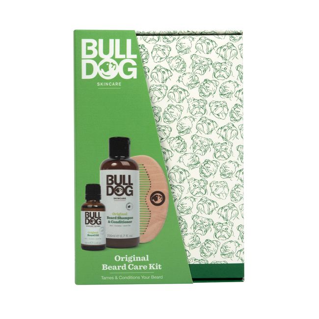 Bulldog Skincare - Original Beardcare Kit, Gift Set for Men, Original Scent, (x1 Original Beard Shampoo & Conditioner 200ml, x1 Original Beard Oil 30ml, x1 Beard Comb)