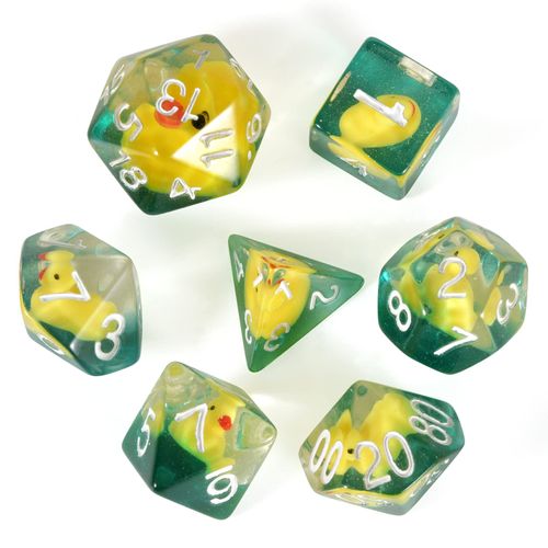 FLASHOWL Duck Dice Polyhedral & RPG Dice DND Dice Set with Duck Inside Polyhedral Roll Play Gaming D20 Dice Dungeons and Dragon Dice 7 Pieces