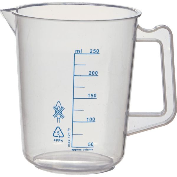 TRUSCO HPB-250 Polypropylene Blue Scale Beaker, 8.5 fl oz (250 ml) (with handle)